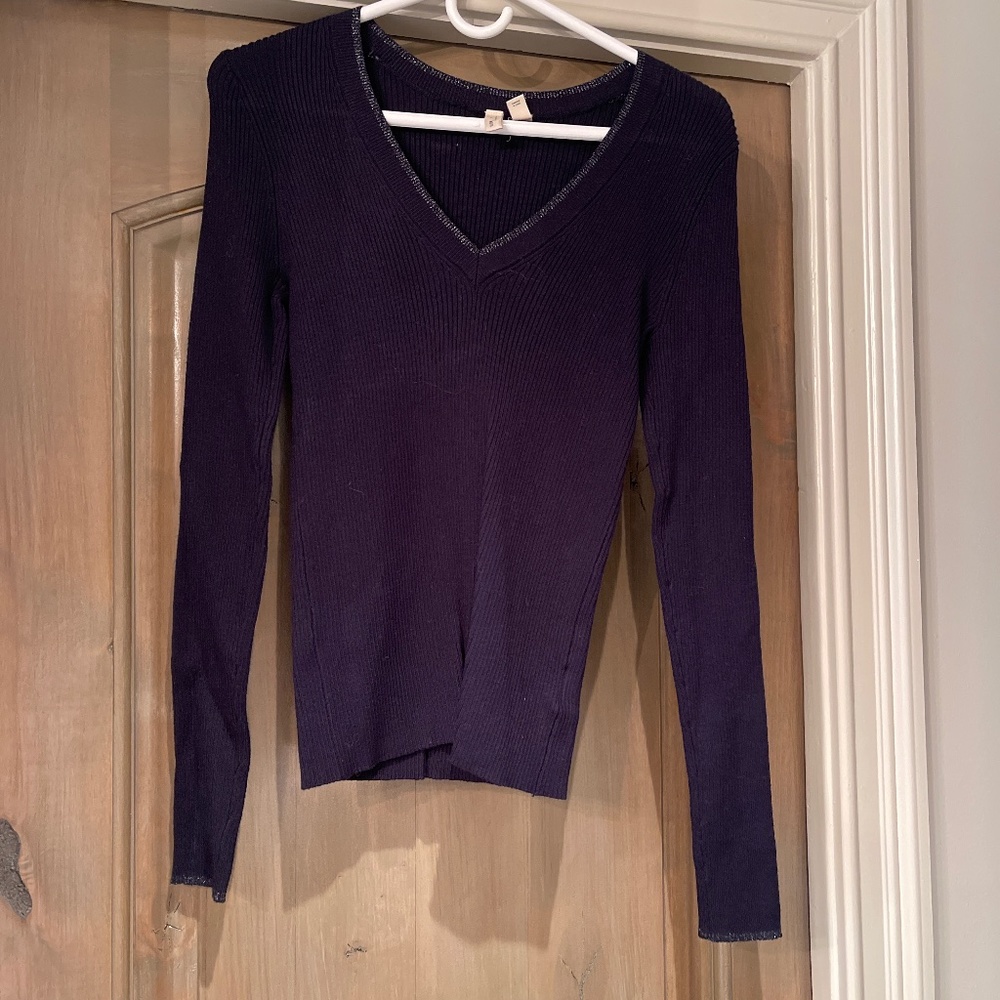 Navy v neck sweater by Anthropologie